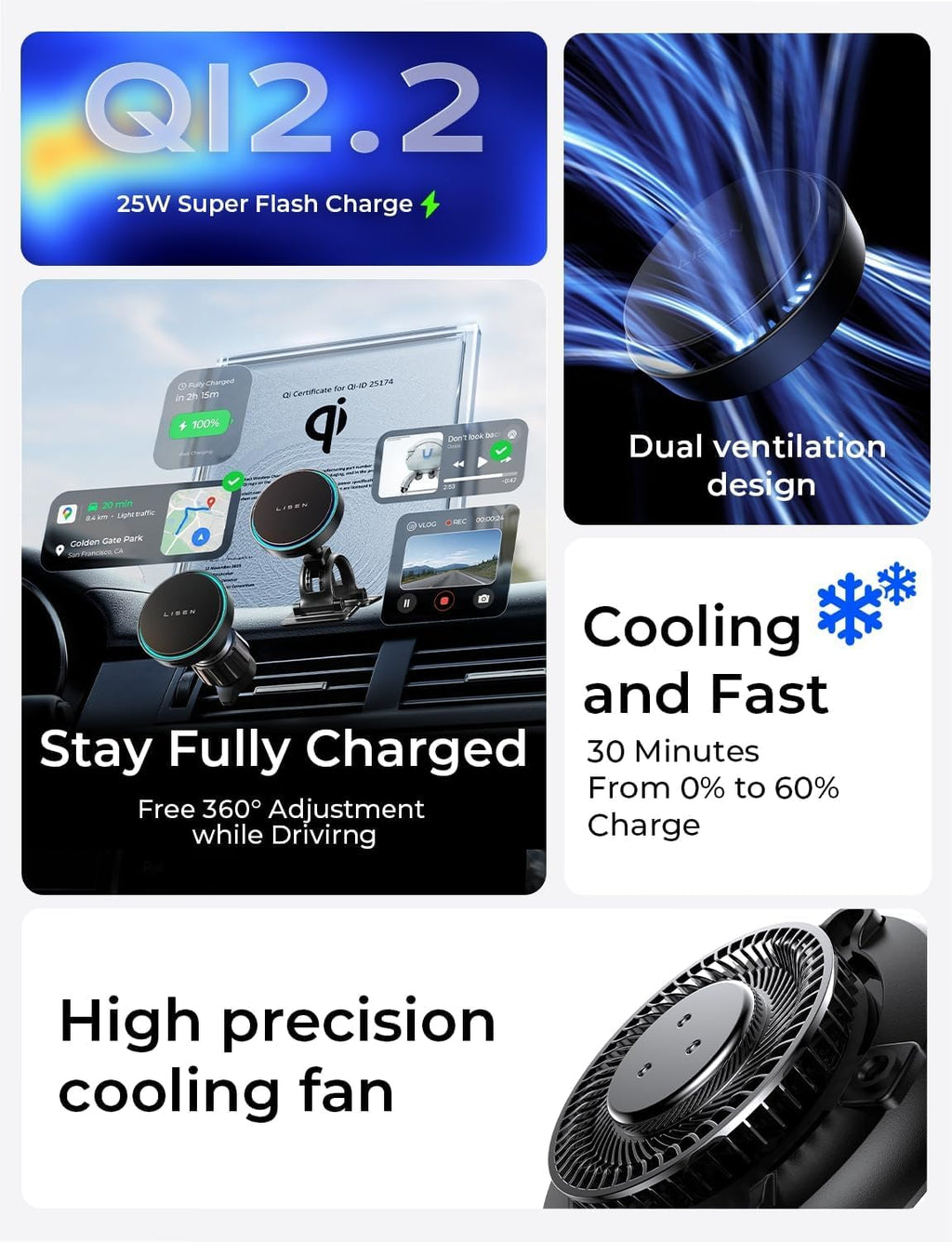 LISEN for Magsafe Car Mount Charger 2026 for iPhone 18 Pro Max 17 16