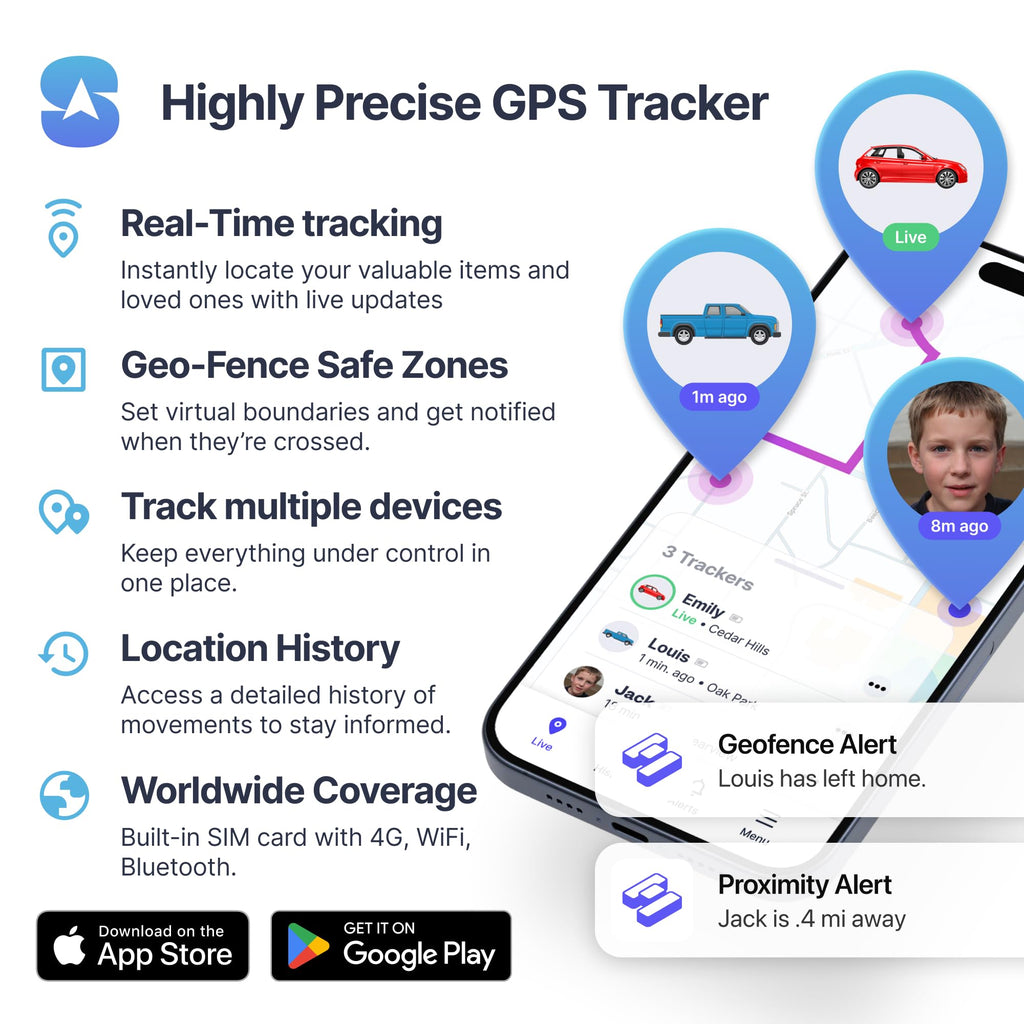 Spy Tec Atlas GPS Tracker for Vehicles & Kids | Up to 14-Day Battery Life | Geofencing, Portable Real Time Mini GPS Car Tracker w/Lifetime Support