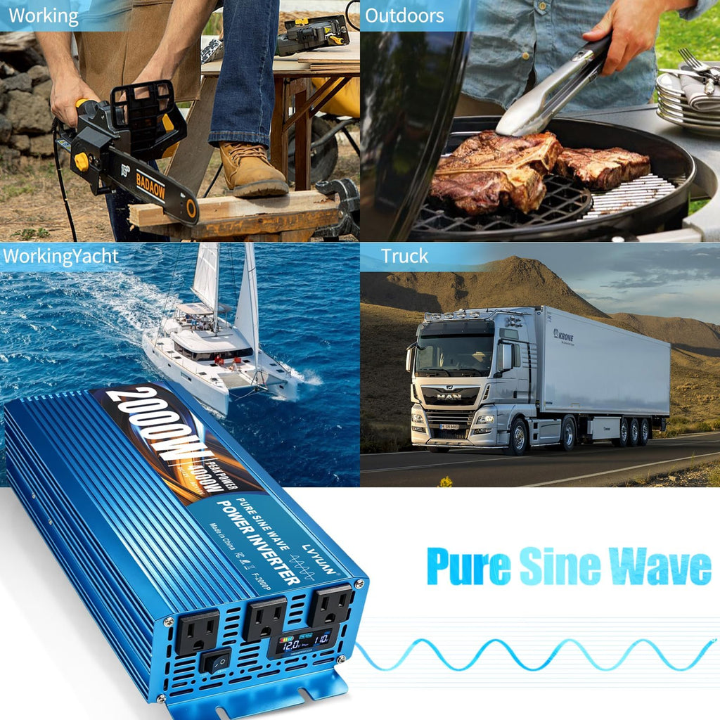 Parent‑Variant-LVYUAN Pure Sine Wave Power Inverter 12V DC to 110V/120V