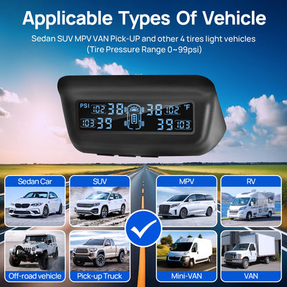 RV Tire Pressure Monitoring System with 4 Sensors
