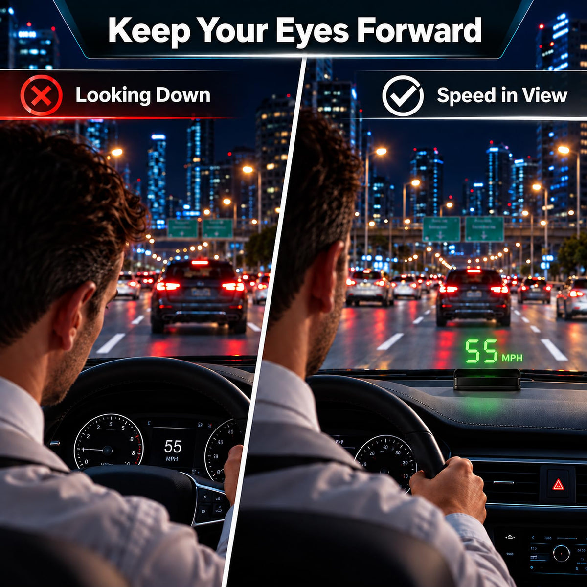 Heads up Display for Cars,Car HUD,Head up Display for Car,Digital GPS HUD Speedometer,USB Cable Plug and Play,Automatic Brightness Adjustment,Large Font Display