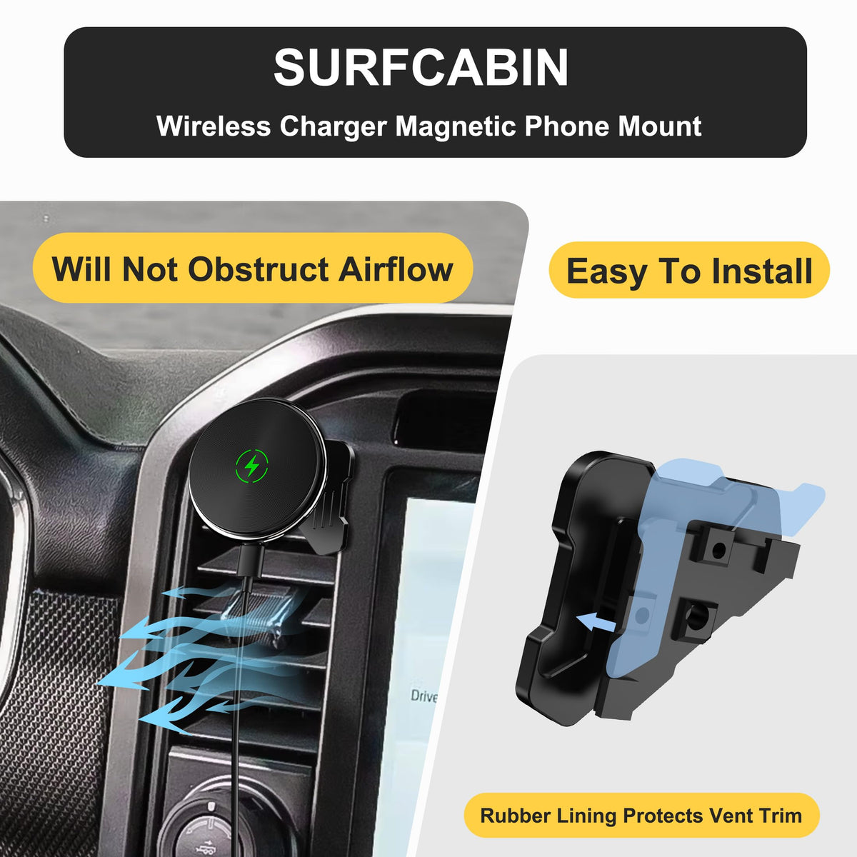 Surfcabin CNC Magnetic Car Vent Phone Mount for 2021-2026 Ford F150