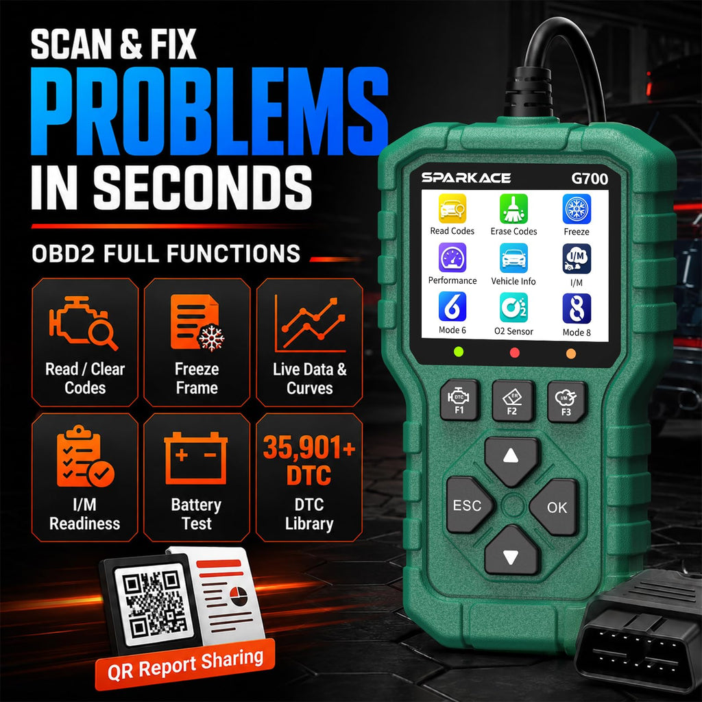 LAUNCH Creader G700 OBD2 Scanner Diagnostic Tool, Check Engine Code Reader with One-Button I/M Readiness, Battery Voltage Test, Live Data Stream, Built-in DTC Library, Local Data Review & Cloud Print