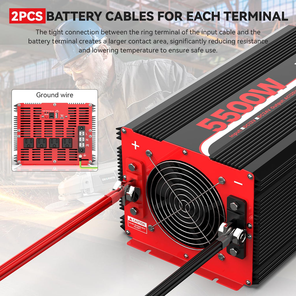 Power Inverter 12V DC to 110V/120V AC Converter Car Inverter with LCD Display, 2 AC Outlets, 3.1A USB Port for RV, Camping,Truck, Boat, Off-Grid Solar System
