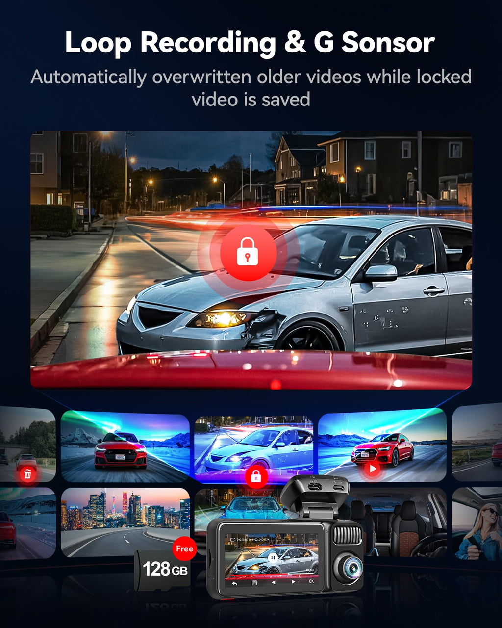 REDTIGER F17 Elite 4K Dash Cam 3 Channel, STARVIS 2 IMX678 & IMX675, 128GB Card, Full Night Color, 4K+2.5K+1080P Front and Rear Inside, Voice Control, 5GHz WiFi-30MB/s Download