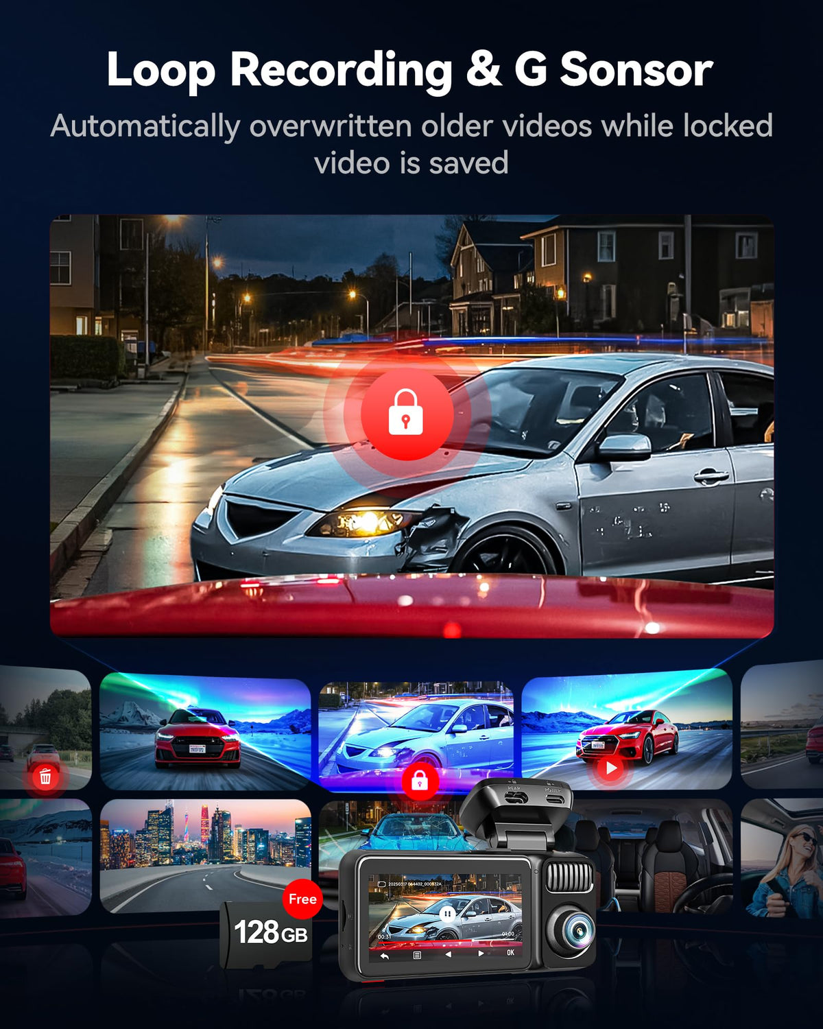 REDTIGER F17 Elite 4K Dash Cam 3 Channel, STARVIS 2 IMX678 & IMX675, 128GB Card, Full Night Color, 4K+2.5K+1080P Front and Rear Inside, Voice Control, 5GHz WiFi-30MB/s Download