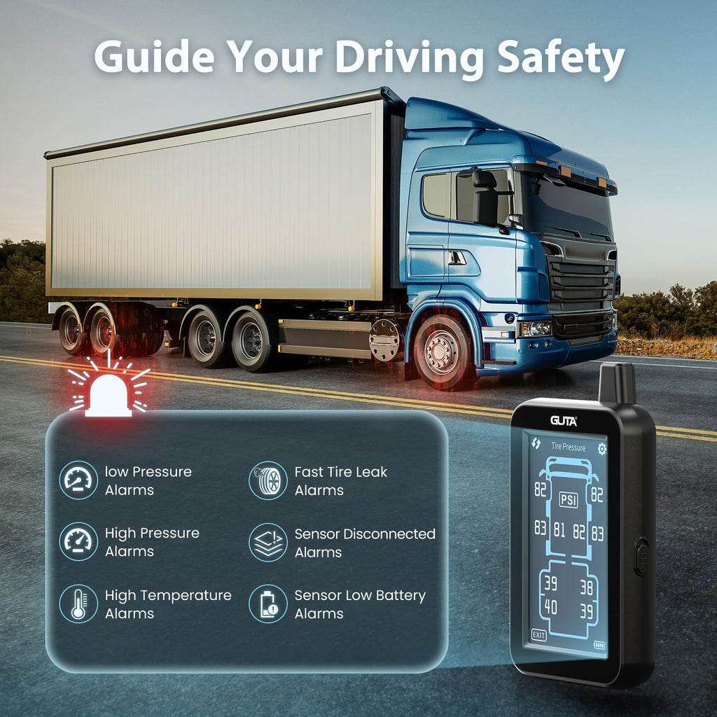 GUTA Tire Pressure Monitoring System, GT80 Trailer TPMS with Color Touchscreen Display