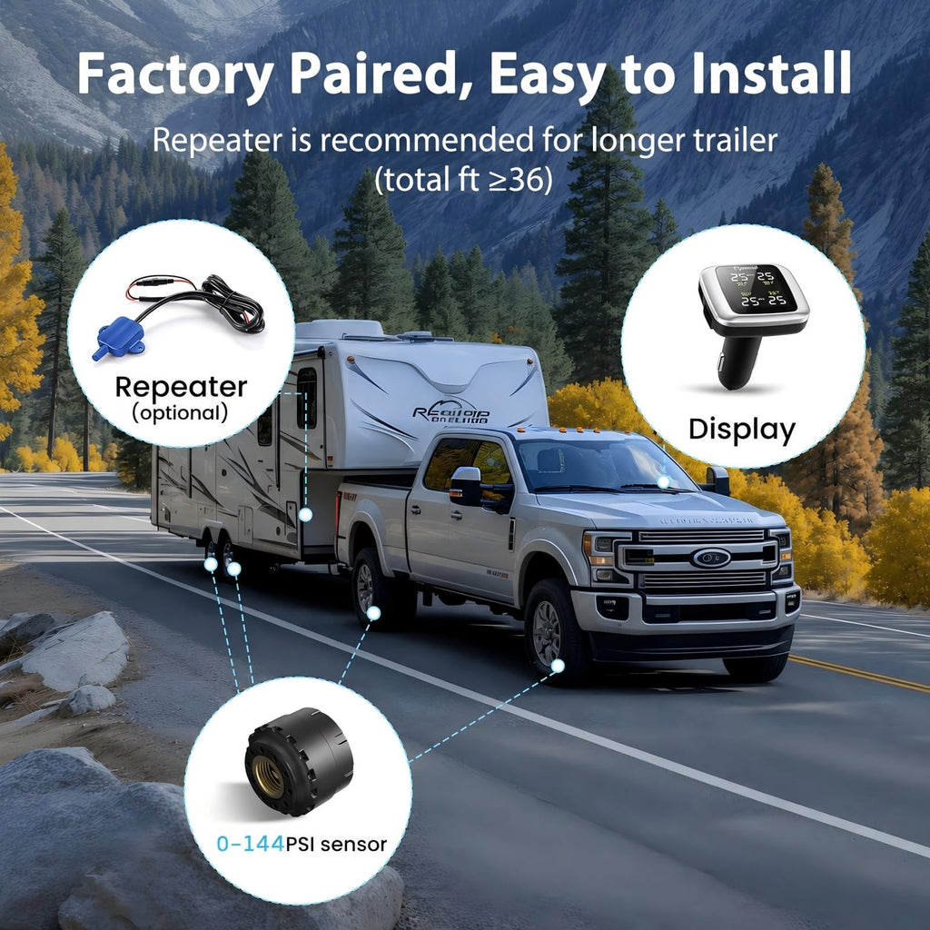 Tymate TM7 RV Tire Pressure Monitoring System, TPMS Set of 4 Sensors