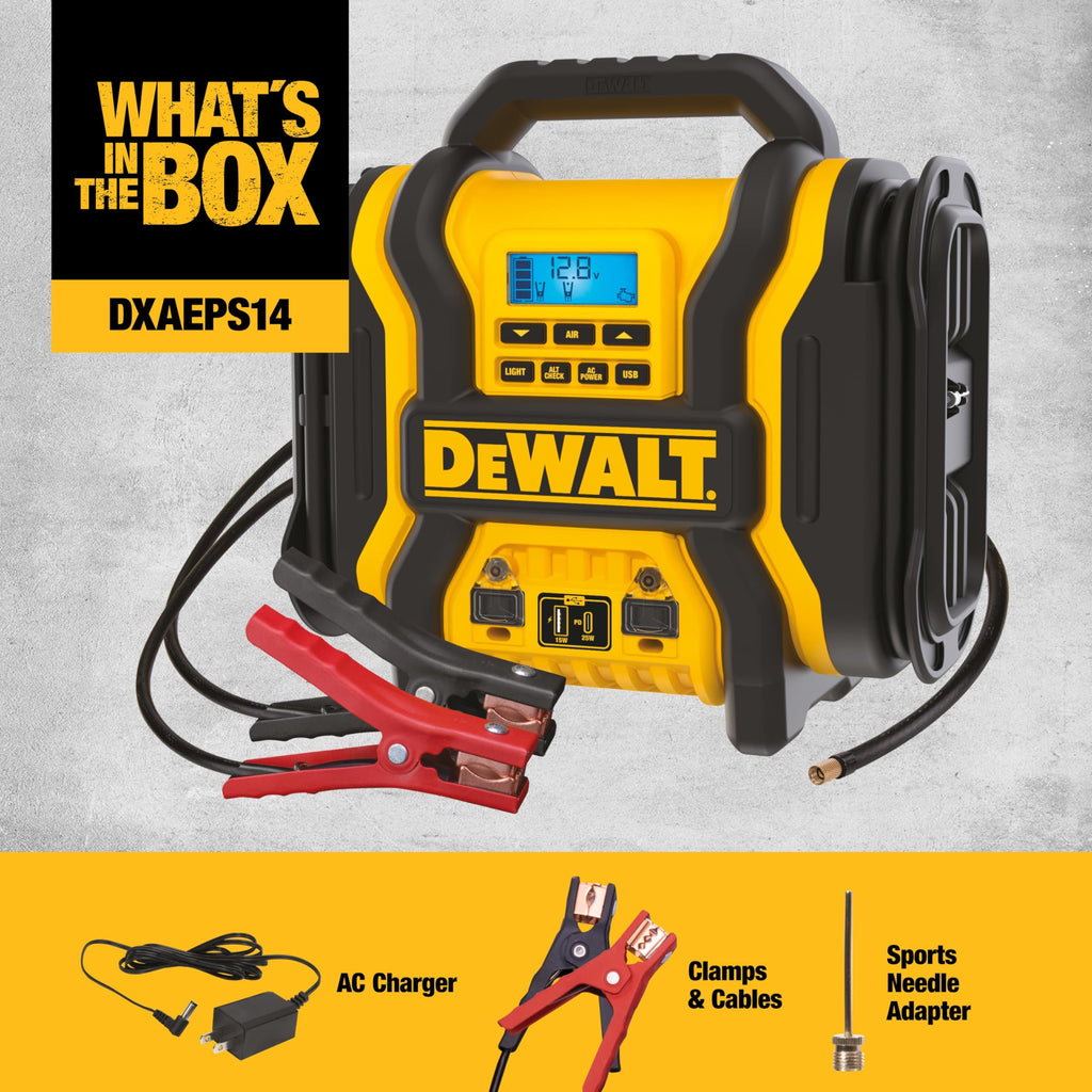 DEWALT DXAEPS14 2000 Peak Amp Jump Starter with 120 PSI Air Inflator